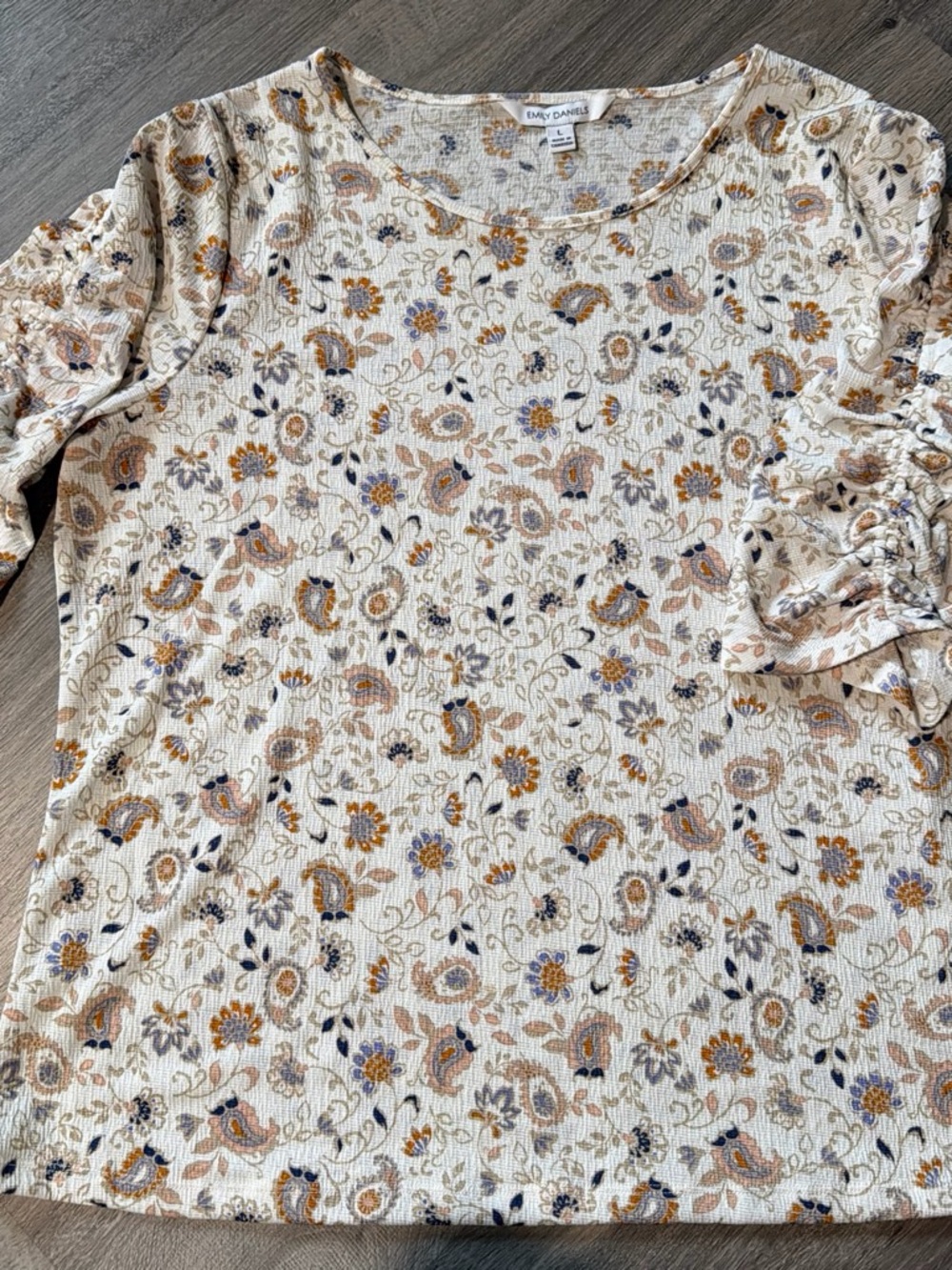 Emily Daniel’s Cream Floral Scoop Neck Women's Top